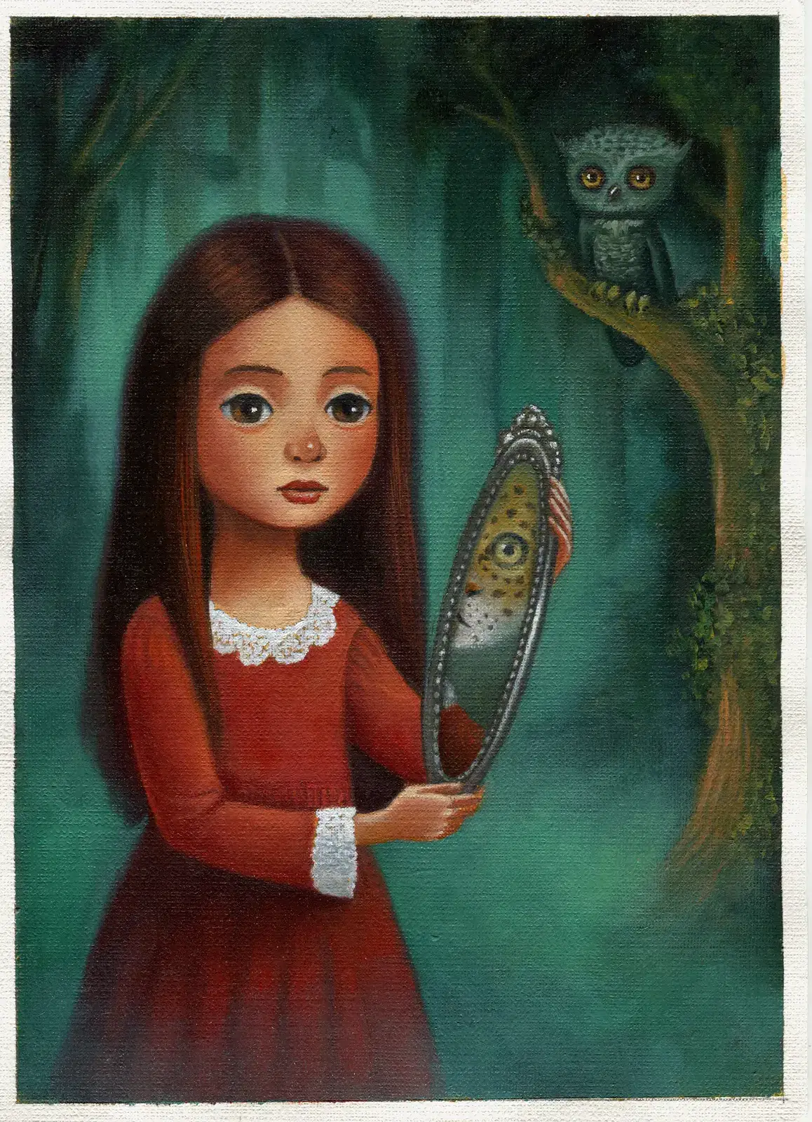 pintura de niña con espejo