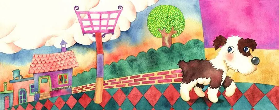 Ilustración de perro paseador