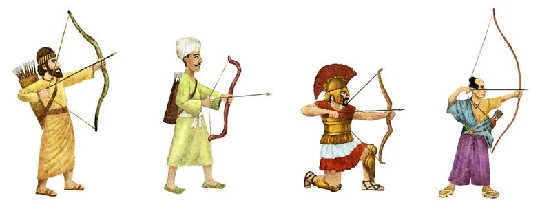 Ilustración de vinietas arqueros
